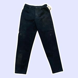 NWT ~ VTG ~ 1980s ~ Lizwear ~ Black Taper Leg Denim Jeans ~ 5 Pocket ~ Size 16